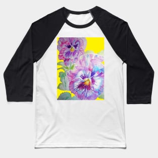 Purple Pansy Watercolor Painting Floral Baseball T-Shirt